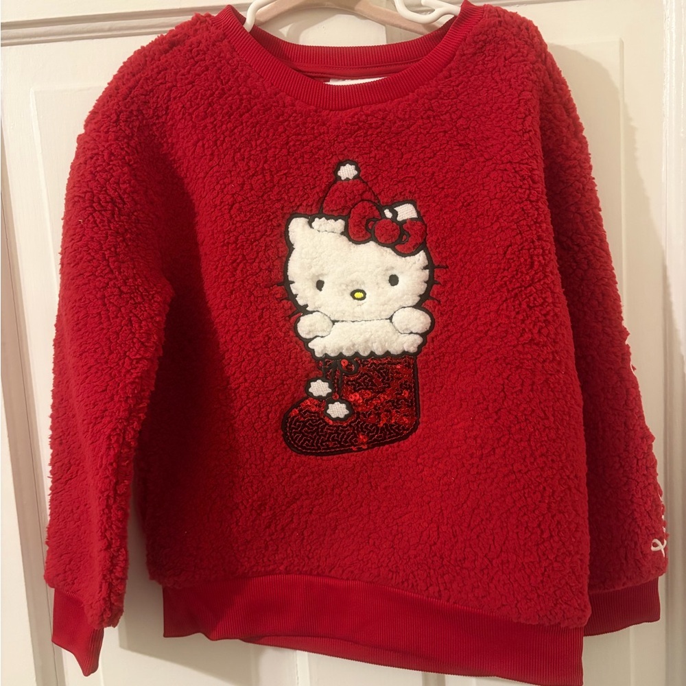 Carter's Red Sherpa Sweatshirt with Pink Bow Graphic